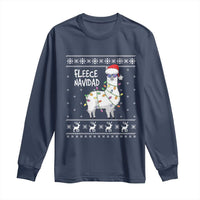 Funny Llama Christmas Long Sleeve Shirt Fleece Navidad Feliz Merry Xmas Ugly Sweater