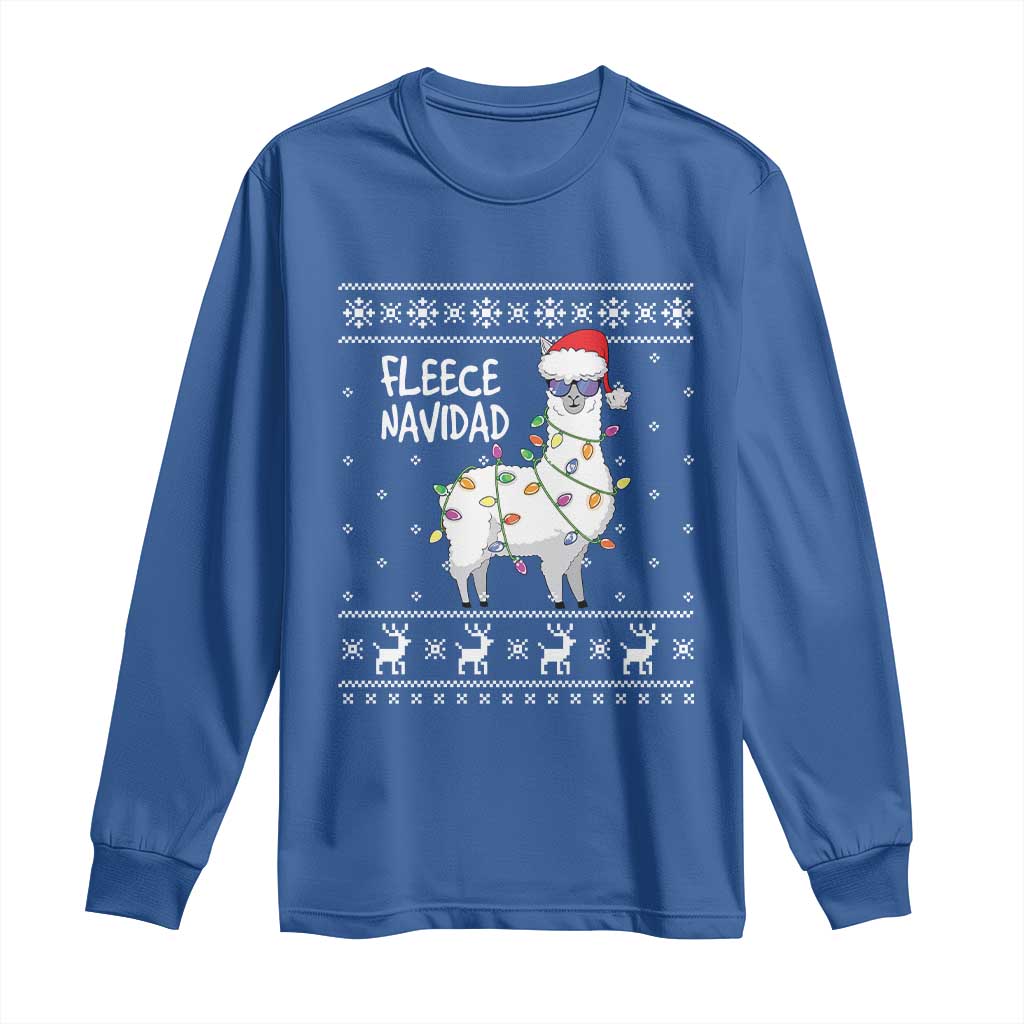 Funny Llama Christmas Long Sleeve Shirt Fleece Navidad Feliz Merry Xmas Ugly Sweater