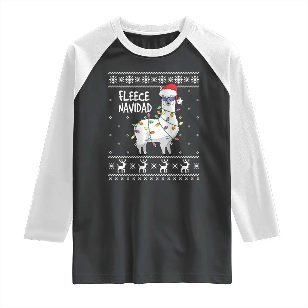 Funny Llama Christmas Raglan Shirt Fleece Navidad Feliz Merry Xmas Ugly Sweater