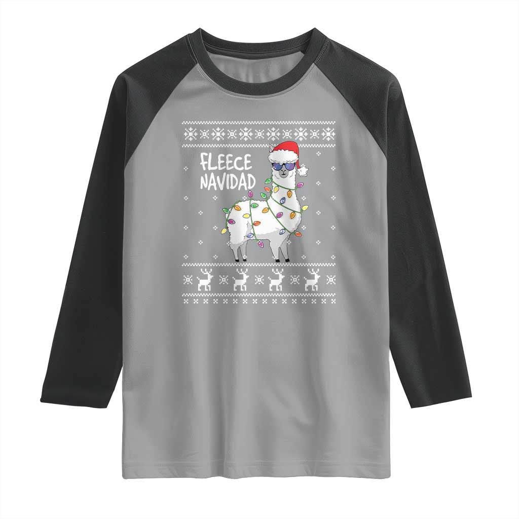 Funny Llama Christmas Raglan Shirt Fleece Navidad Feliz Merry Xmas Ugly Sweater