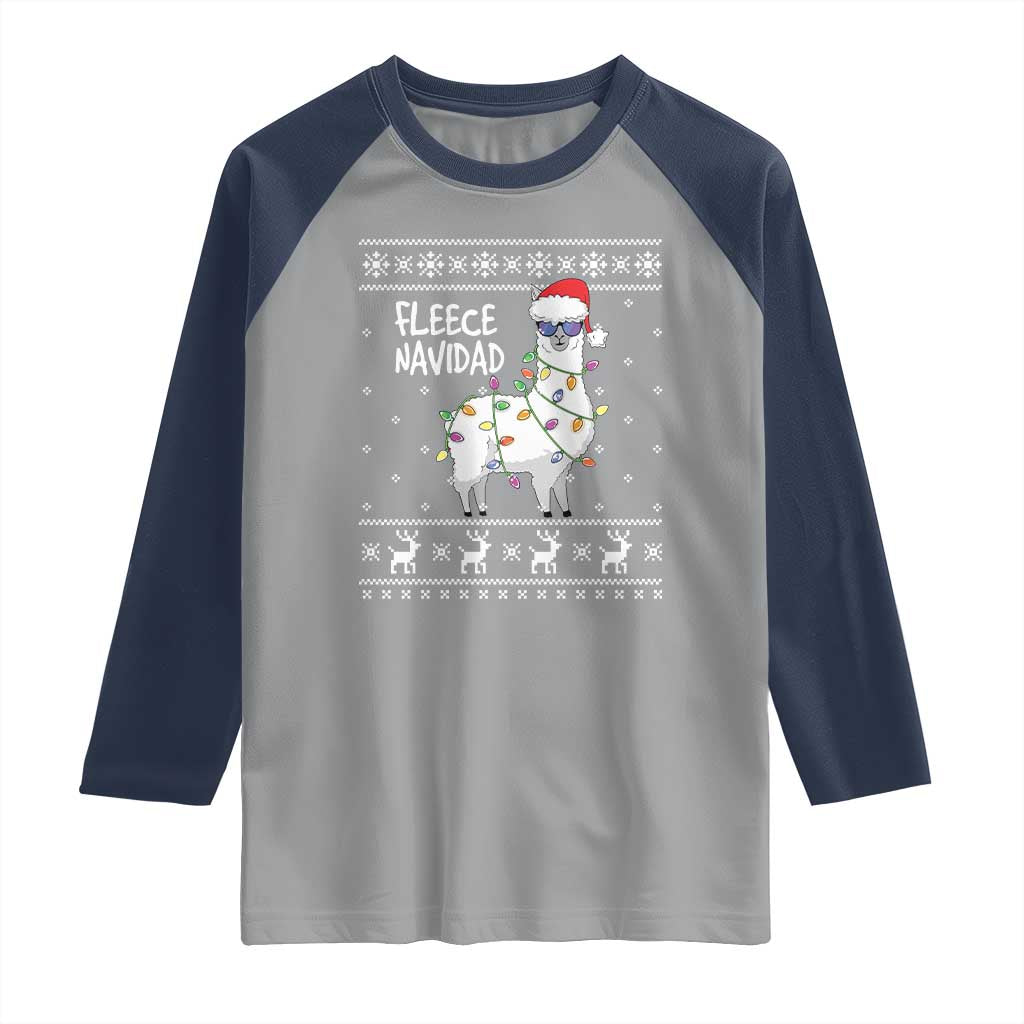 Funny Llama Christmas Raglan Shirt Fleece Navidad Feliz Merry Xmas Ugly Sweater