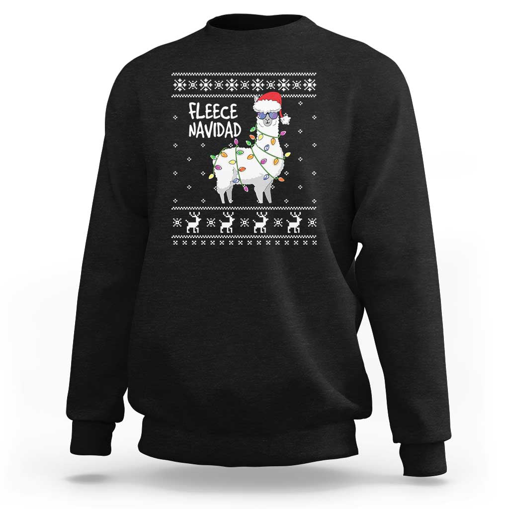 Funny Llama Christmas Sweatshirt Fleece Navidad Feliz Merry Xmas Ugly Sweater - Wonder Print Shop