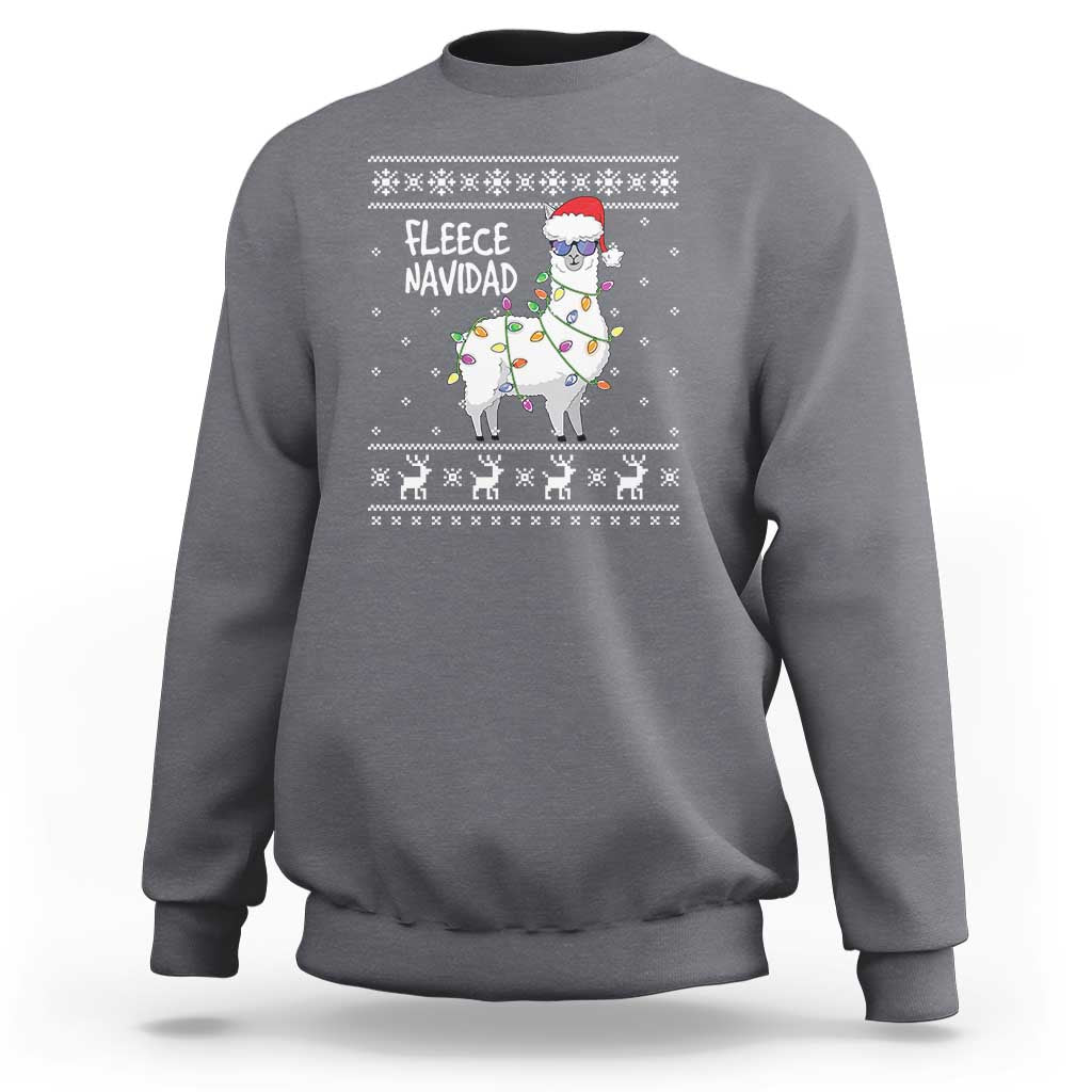 Funny Llama Christmas Sweatshirt Fleece Navidad Feliz Merry Xmas Ugly Sweater - Wonder Print Shop
