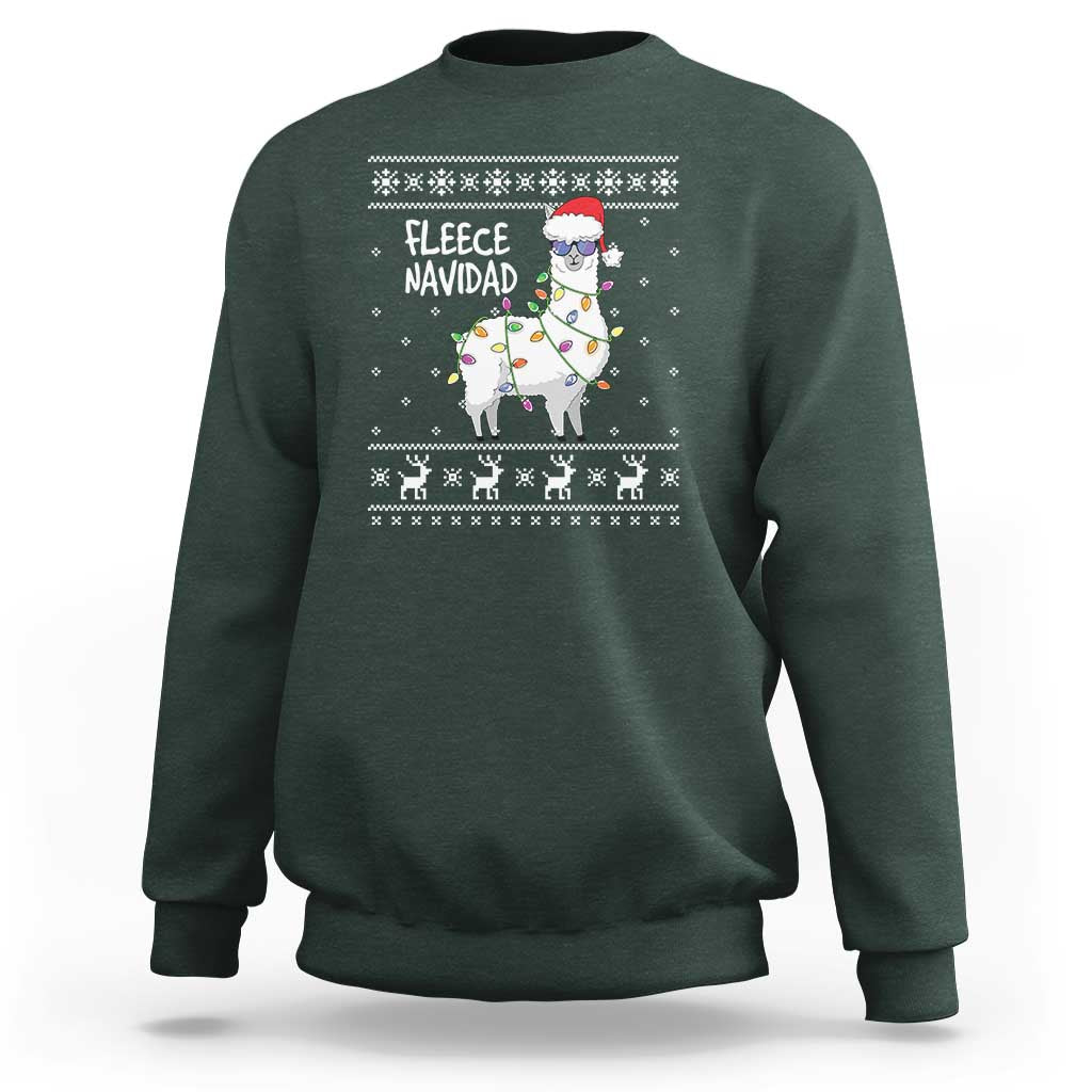 Funny Llama Christmas Sweatshirt Fleece Navidad Feliz Merry Xmas Ugly Sweater - Wonder Print Shop