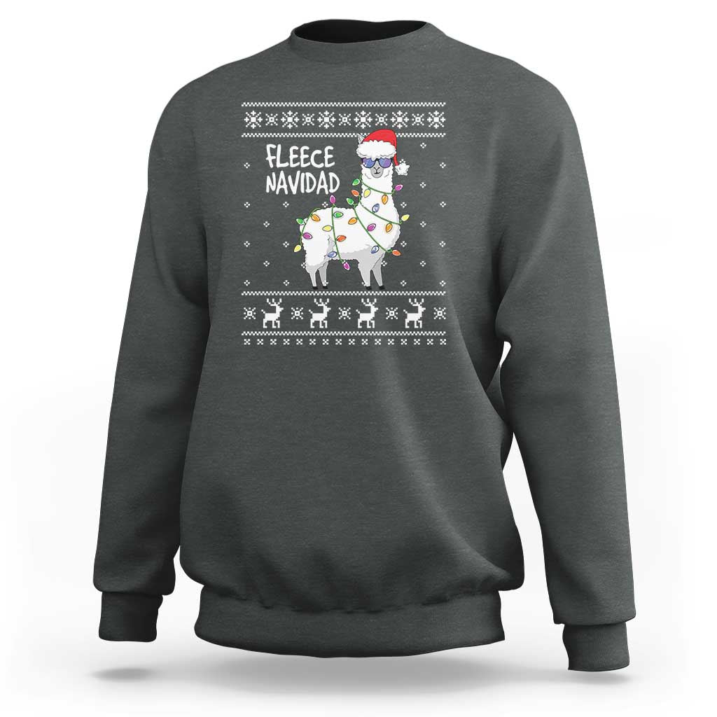 Funny Llama Christmas Sweatshirt Fleece Navidad Feliz Merry Xmas Ugly Sweater - Wonder Print Shop