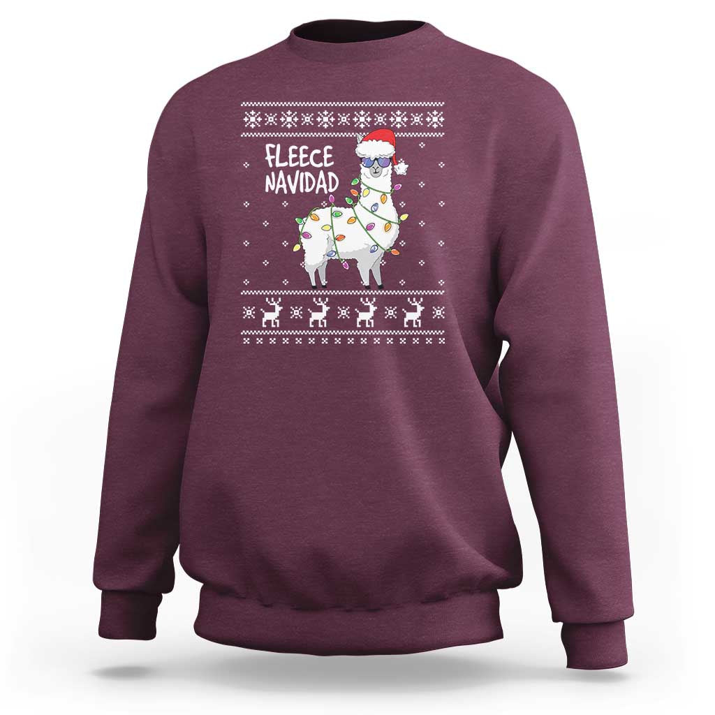 Funny Llama Christmas Sweatshirt Fleece Navidad Feliz Merry Xmas Ugly Sweater - Wonder Print Shop