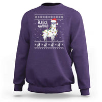 Funny Llama Christmas Sweatshirt Fleece Navidad Feliz Merry Xmas Ugly Sweater - Wonder Print Shop