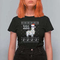 Funny Llama Christmas T Shirt For Women Fleece Navidad Feliz Merry Xmas Ugly Sweater - Wonder Print Shop