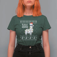 Funny Llama Christmas T Shirt For Women Fleece Navidad Feliz Merry Xmas Ugly Sweater - Wonder Print Shop