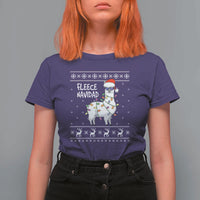 Funny Llama Christmas T Shirt For Women Fleece Navidad Feliz Merry Xmas Ugly Sweater - Wonder Print Shop