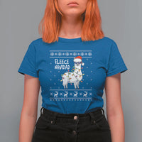 Funny Llama Christmas T Shirt For Women Fleece Navidad Feliz Merry Xmas Ugly Sweater - Wonder Print Shop