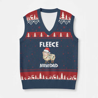 Funny Xmas Sheep V-Neck Knit Sweater Vest Fleece Navidad Feliz Spanish Merry Xmas - Wonder Print Shop