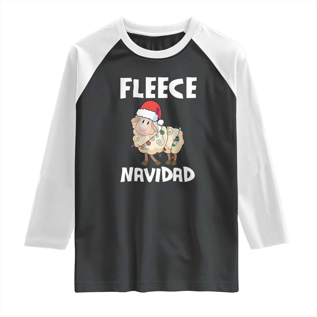 Funny Christmas Sheep Raglan Shirt Fleece Navidad Feliz Spanish Merry Xmas