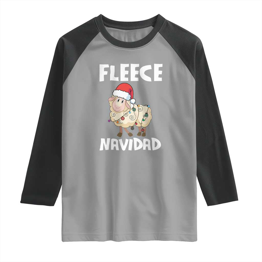 Funny Christmas Sheep Raglan Shirt Fleece Navidad Feliz Spanish Merry Xmas