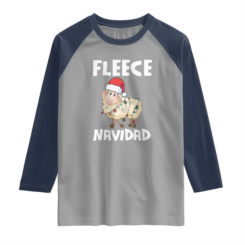 Funny Christmas Sheep Raglan Shirt Fleece Navidad Feliz Spanish Merry Xmas