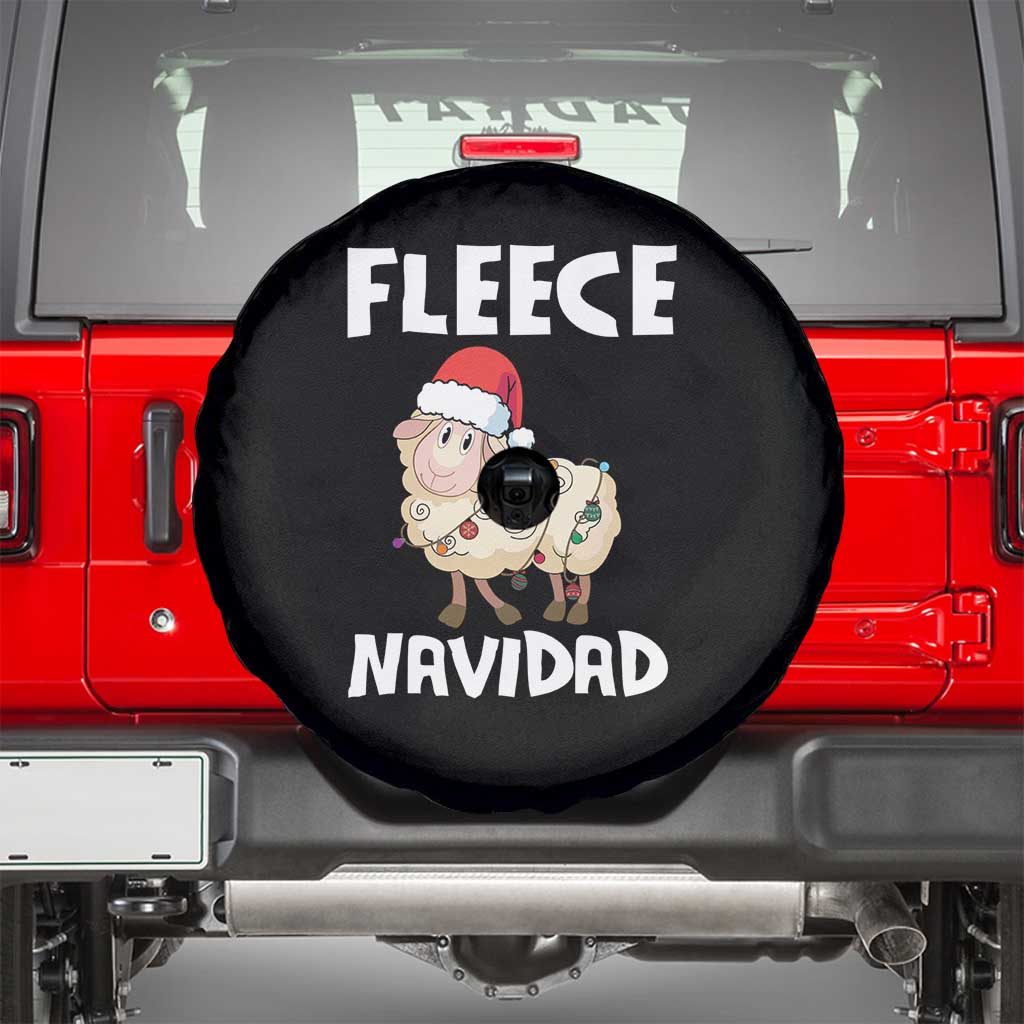 Funny Christmas Sheep Spare Tire Cover Fleece Navidad Feliz Spanish Merry Xmas