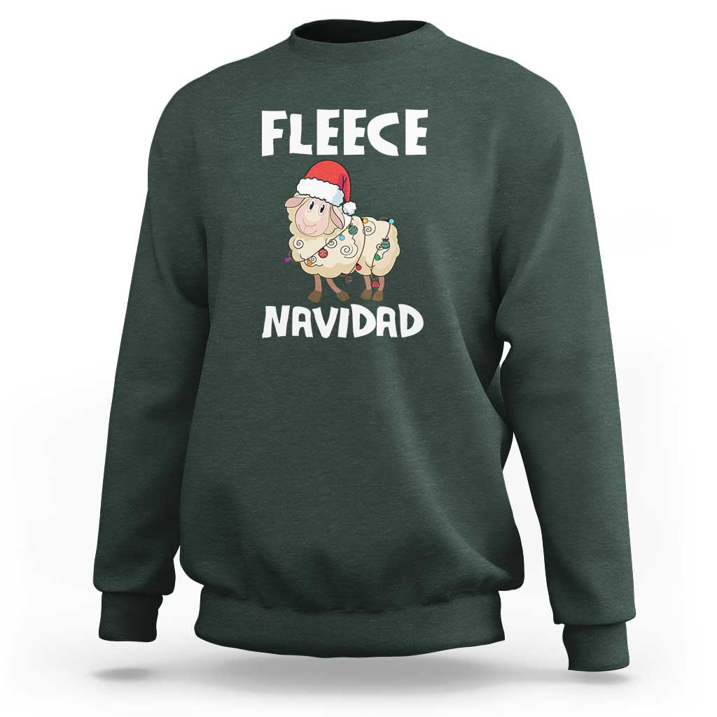 Funny Christmas Sheep Sweatshirt Fleece Navidad Feliz Spanish Merry Xmas - Wonder Print Shop