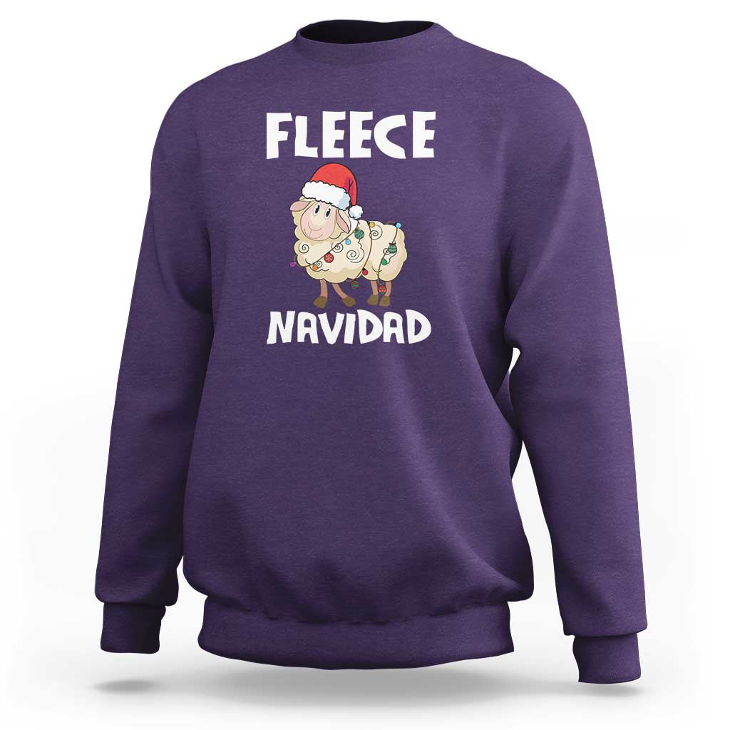 Funny Christmas Sheep Sweatshirt Fleece Navidad Feliz Spanish Merry Xmas - Wonder Print Shop