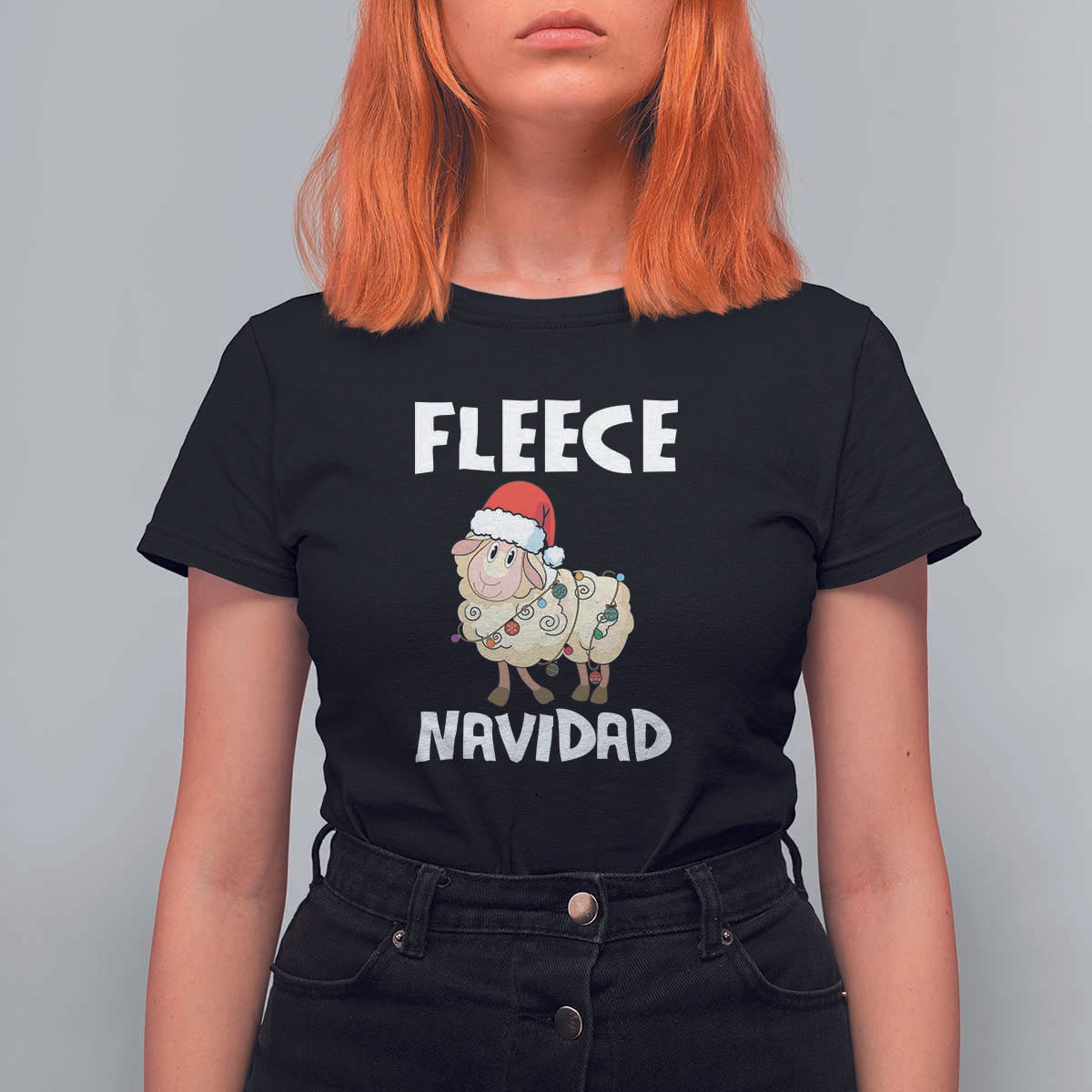 Funny Christmas Sheep T Shirt For Women Fleece Navidad Feliz Spanish Merry Xmas - Wonder Print Shop