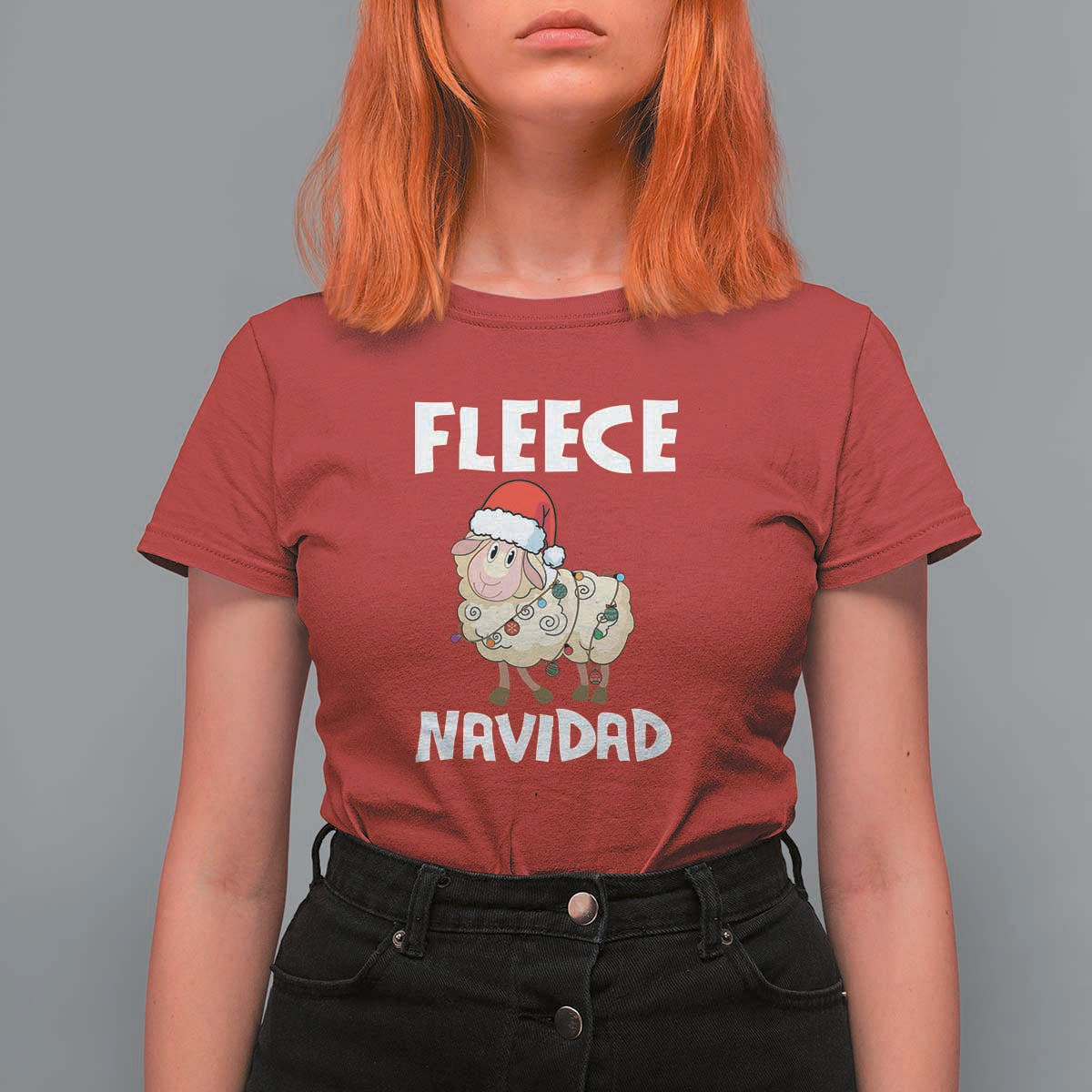 Funny Christmas Sheep T Shirt For Women Fleece Navidad Feliz Spanish Merry Xmas - Wonder Print Shop
