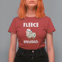 Funny Christmas Sheep T Shirt For Women Fleece Navidad Feliz Spanish Merry Xmas - Wonder Print Shop