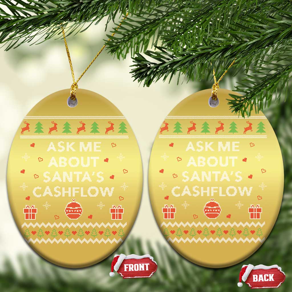 Funny Xmas Accountant Christmas Ornament Ask Me About Santas Cash Flow Ugly Sweater - Wonder Print Shop
