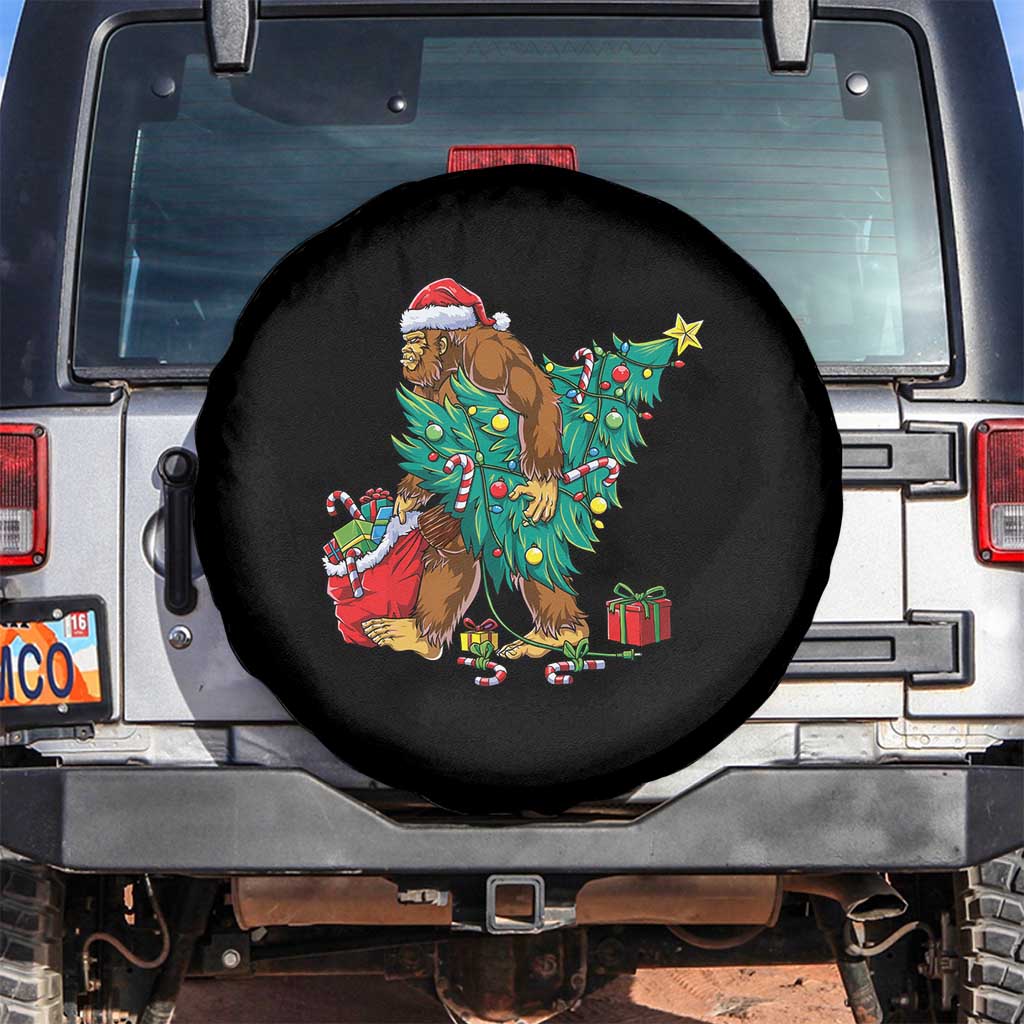 Bigfoot Christmas Tree Spare Tire Cover Xmas Lights Sasquatch Lovers
