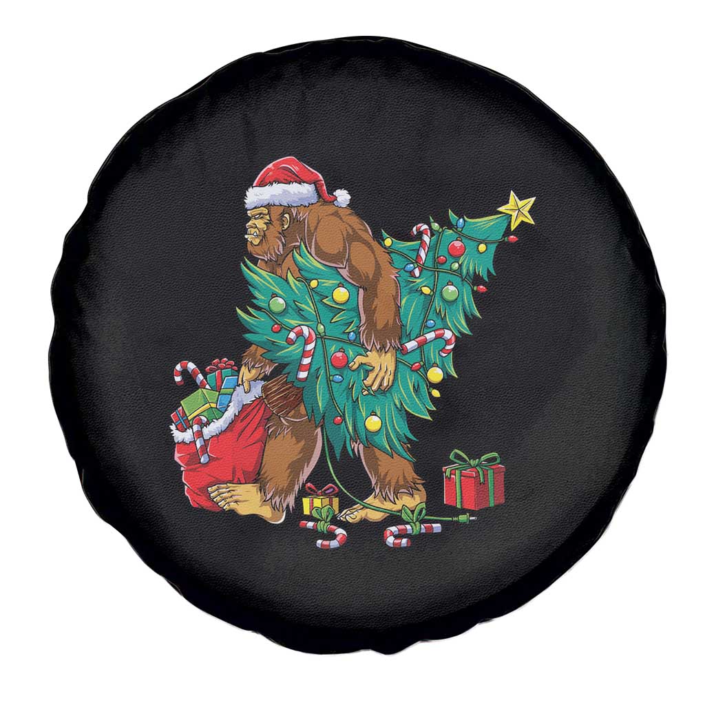 Bigfoot Christmas Tree Spare Tire Cover Xmas Lights Sasquatch Lovers
