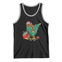 Bigfoot Christmas Tree Tank Top Xmas Lights Sasquatch Lovers