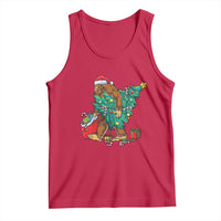 Bigfoot Christmas Tree Tank Top Xmas Lights Sasquatch Lovers