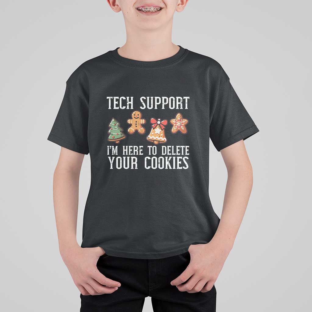 Funny Christmas Tech Support T Shirt For Kid Here To Delete Cookies Festive Xmas - Wonder Print Shop