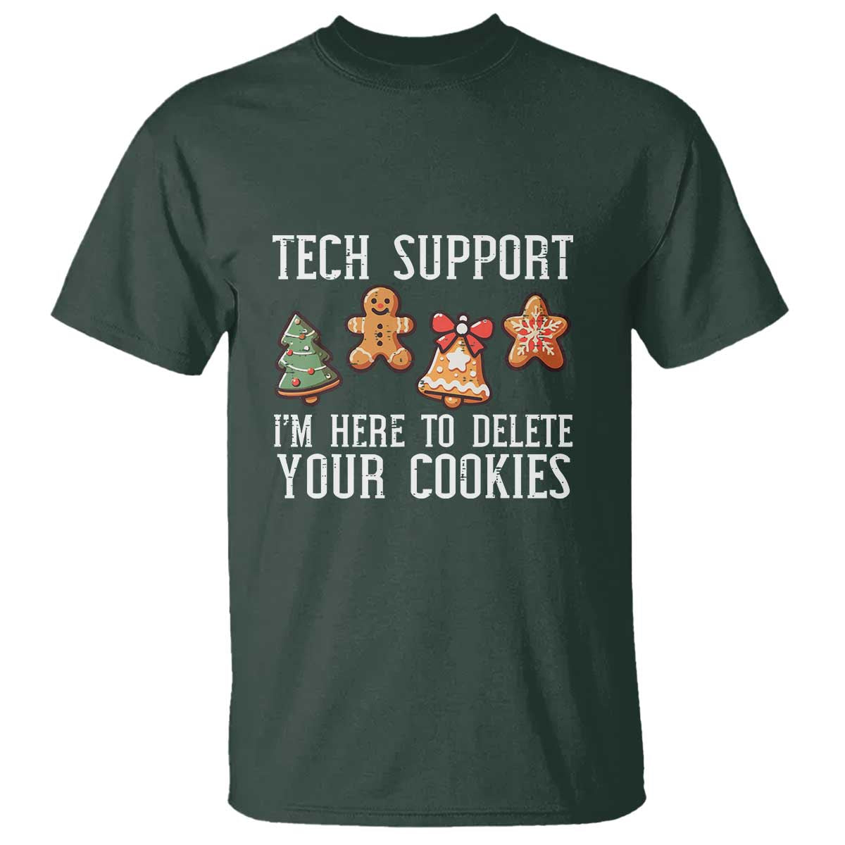 Funny Christmas Tech Support T Shirt Here To Delete Cookies Festive Xmas - Wonder Print Shop
