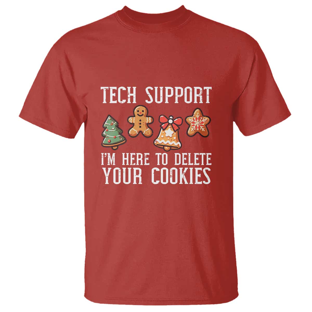Funny Christmas Tech Support T Shirt Here To Delete Cookies Festive Xmas - Wonder Print Shop