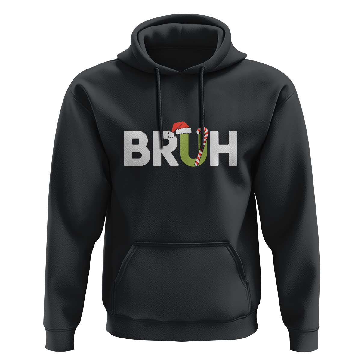 Funny Christmas Bruh Hoodie Candy Cane Santa Hat Festive Xmas Matching