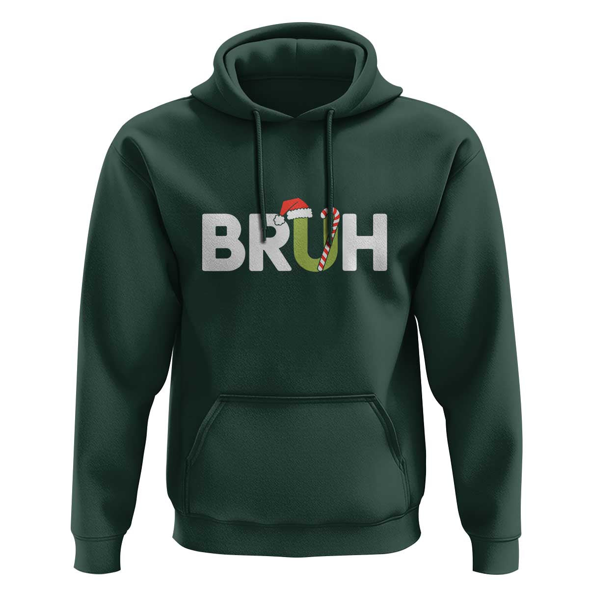 Funny Christmas Bruh Hoodie Candy Cane Santa Hat Festive Xmas Matching