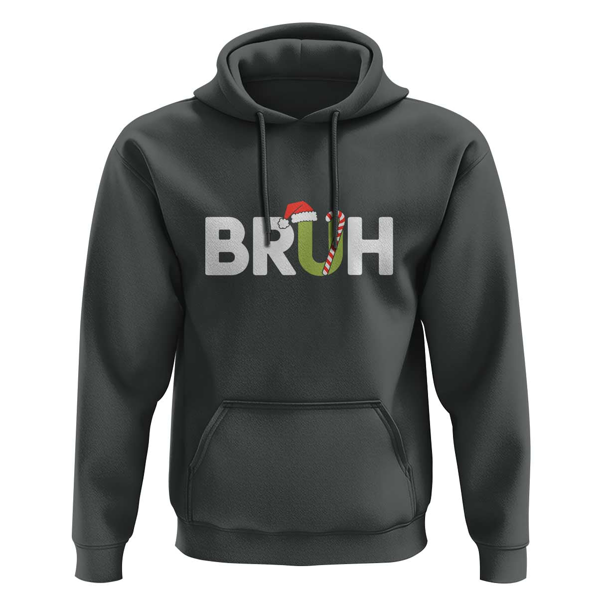 Funny Christmas Bruh Hoodie Candy Cane Santa Hat Festive Xmas Matching