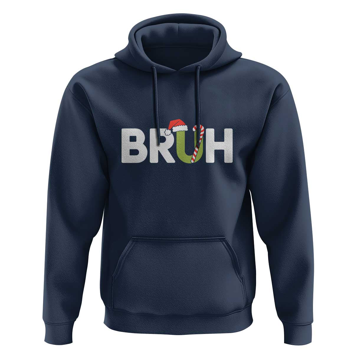 Funny Christmas Bruh Hoodie Candy Cane Santa Hat Festive Xmas Matching