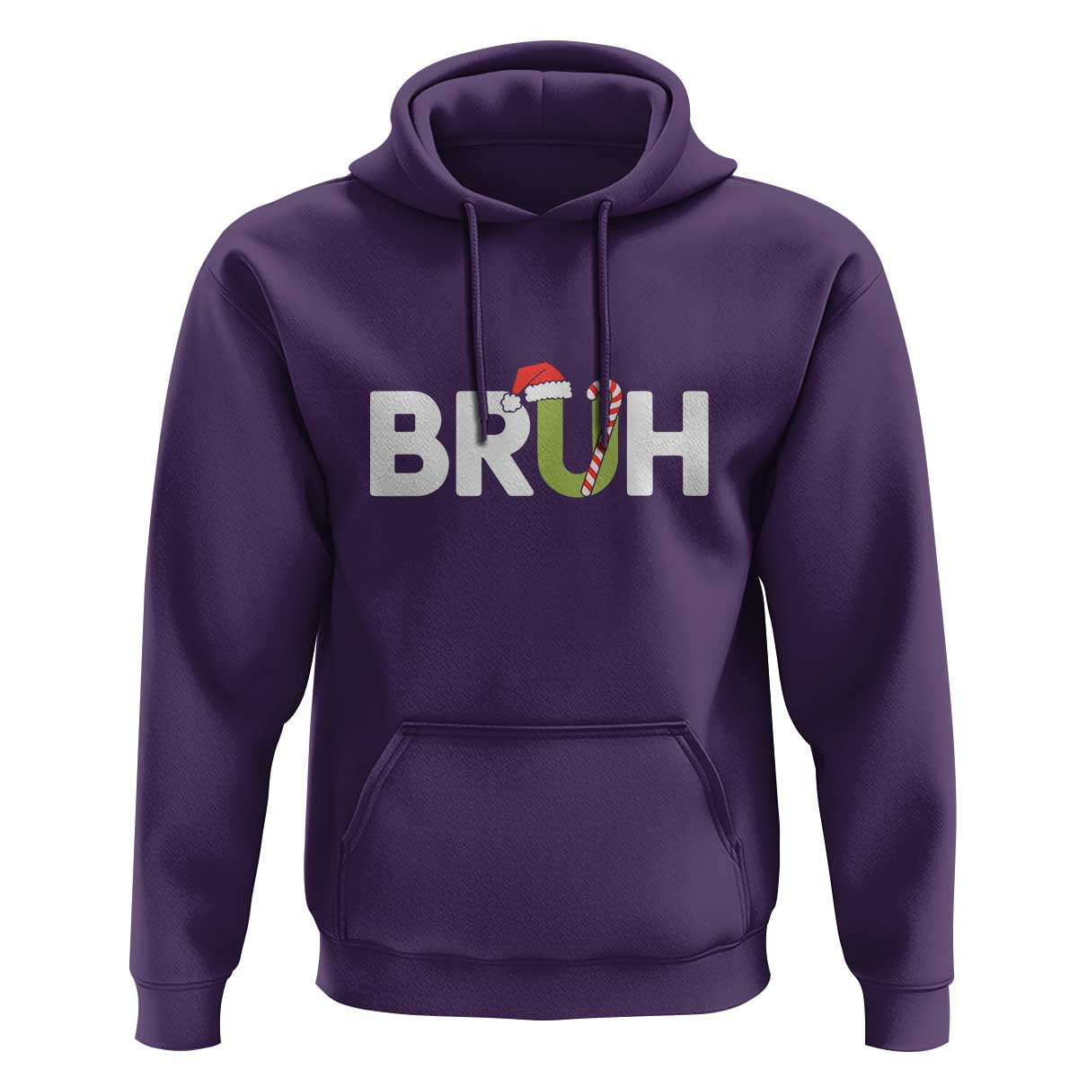 Funny Christmas Bruh Hoodie Candy Cane Santa Hat Festive Xmas Matching