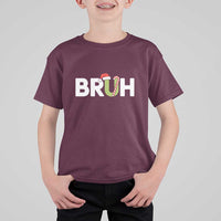 Funny Christmas Bruh T Shirt For Kid Candy Cane Santa Hat Festive Xmas Matching - Wonder Print Shop
