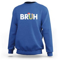 Funny Christmas Bruh Sweatshirt Candy Cane Santa Hat Festive Xmas Matching - Wonder Print Shop