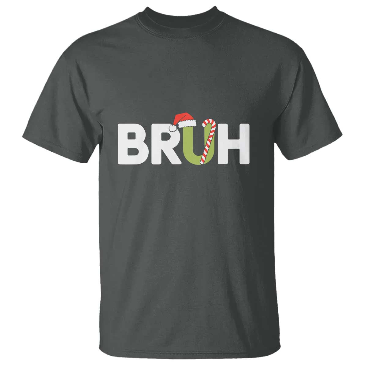 Funny Christmas Bruh T Shirt Candy Cane Santa Hat Festive Xmas Matching - Wonder Print Shop