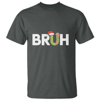 Funny Christmas Bruh T Shirt Candy Cane Santa Hat Festive Xmas Matching - Wonder Print Shop
