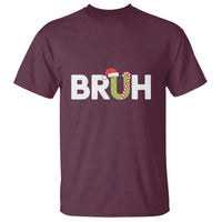 Funny Christmas Bruh T Shirt Candy Cane Santa Hat Festive Xmas Matching - Wonder Print Shop