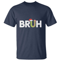 Funny Christmas Bruh T Shirt Candy Cane Santa Hat Festive Xmas Matching - Wonder Print Shop