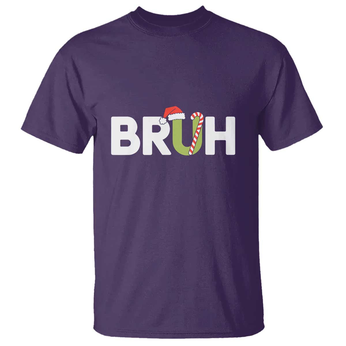 Funny Christmas Bruh T Shirt Candy Cane Santa Hat Festive Xmas Matching - Wonder Print Shop