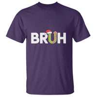 Funny Christmas Bruh T Shirt Candy Cane Santa Hat Festive Xmas Matching - Wonder Print Shop