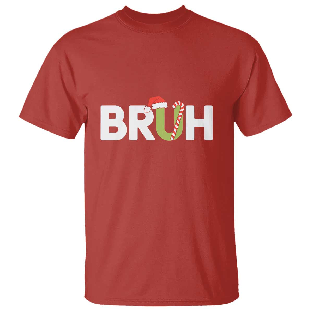 Funny Christmas Bruh T Shirt Candy Cane Santa Hat Festive Xmas Matching - Wonder Print Shop