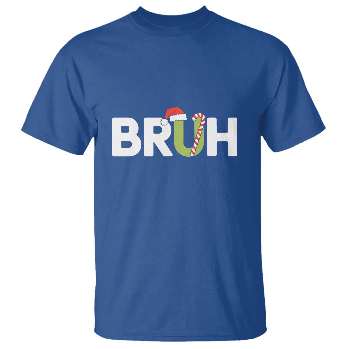 Funny Christmas Bruh T Shirt Candy Cane Santa Hat Festive Xmas Matching - Wonder Print Shop