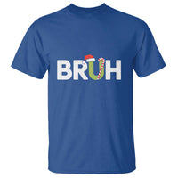 Funny Christmas Bruh T Shirt Candy Cane Santa Hat Festive Xmas Matching - Wonder Print Shop