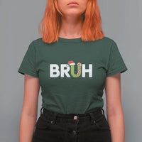 Funny Christmas Bruh T Shirt For Women Candy Cane Santa Hat Festive Xmas Matching - Wonder Print Shop